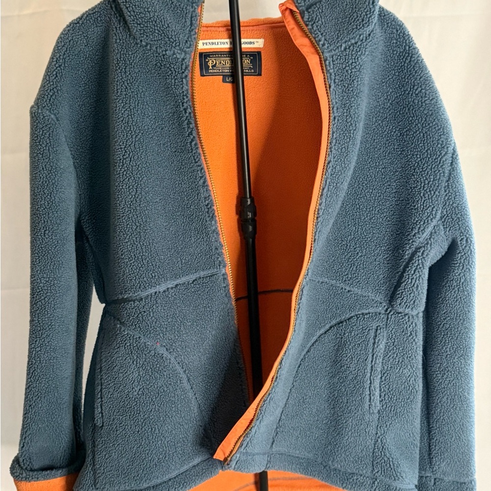 Pendleton Cozy Blue Teddy Jacket With Bright Oran… - image 5